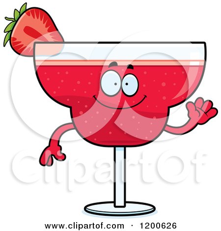 Cartoon of a Friendly Waving Strawberry Daiquiri Mascot - Royalty Free Vector Clipart by Cory Thoman