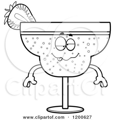 Cartoon of a Black and White Sick or Drunk Strawberry Daiquiri Mascot - Royalty Free Vector Clipart by Cory Thoman