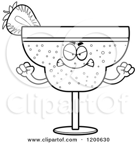 Cartoon of a Black and White Mad Strawberry Daiquiri Mascot - Royalty Free Vector Clipart by Cory Thoman