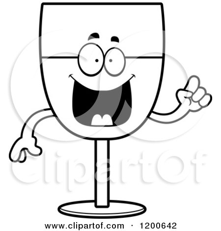 Cartoon of a Black and White Smart Wine Glass Character - Royalty Free Vector Clipart by Cory Thoman