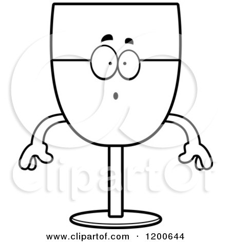 Cartoon of a Black and White Surprised Wine Glass Character - Royalty Free Vector Clipart by Cory Thoman