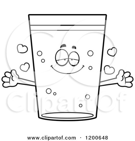 Cartoon of a Black and White Loving Beer Mascot with Open Arms and Hearts - Royalty Free Vector Clipart by Cory Thoman