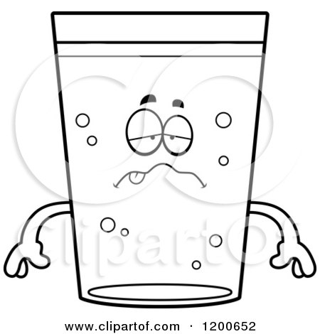 Cartoon of a Black and White Sick or Drunk Beer Mascot - Royalty Free Vector Clipart by Cory Thoman
