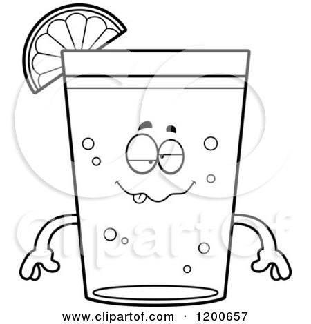 Cartoon of a Black and White Drunk Beer Mascot with a Slice of Lime - Royalty Free Vector Clipart by Cory Thoman