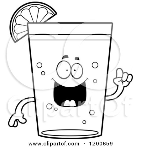 Cartoon of a Black and White Happy Beer Mascot with an Idea and Lime Wedge - Royalty Free Vector Clipart by Cory Thoman