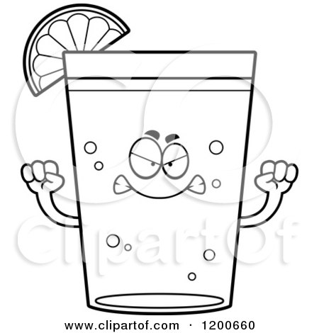 Cartoon of a Black and White Mad Beer Mascot with a Lime Wedge - Royalty Free Vector Clipart by Cory Thoman