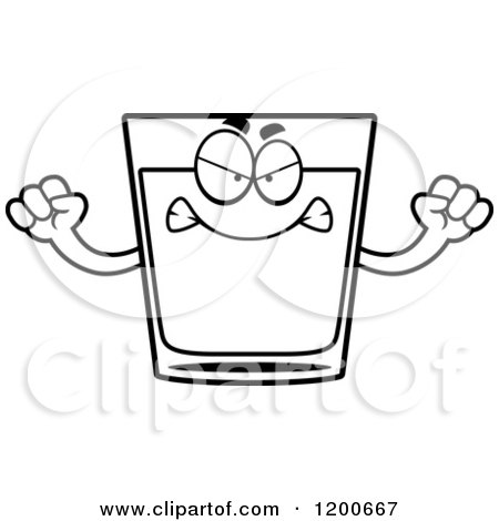 Cartoon of a Black and White Mad Shot Glass Mascot - Royalty Free Vector Clipart by Cory Thoman