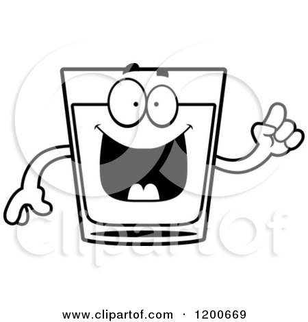 Cartoon of a Black and White Smart Shot Glass Mascot - Royalty Free Vector Clipart by Cory Thoman