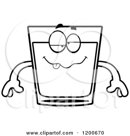 Cartoon of a Black and White Drunk Shot Glass Mascot - Royalty Free Vector Clipart by Cory Thoman