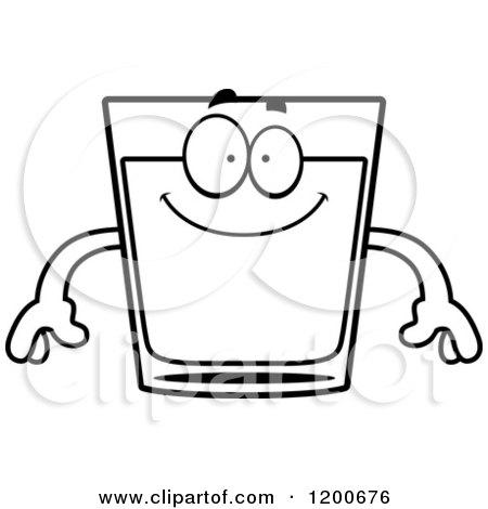 Cartoon of a Black and White Happy Shot Glass Mascot - Royalty Free Vector Clipart by Cory Thoman