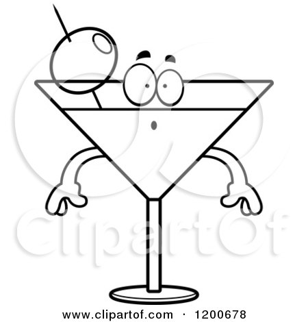 Cartoon of a Black and White Surprised Martini Mascot - Royalty Free Vector Clipart by Cory Thoman