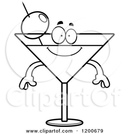 Cartoon of a Black and White Happy Martini Mascot - Royalty Free Vector Clipart by Cory Thoman