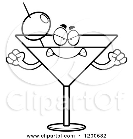 Cartoon of a Black and White Mad Martini Mascot - Royalty Free Vector Clipart by Cory Thoman
