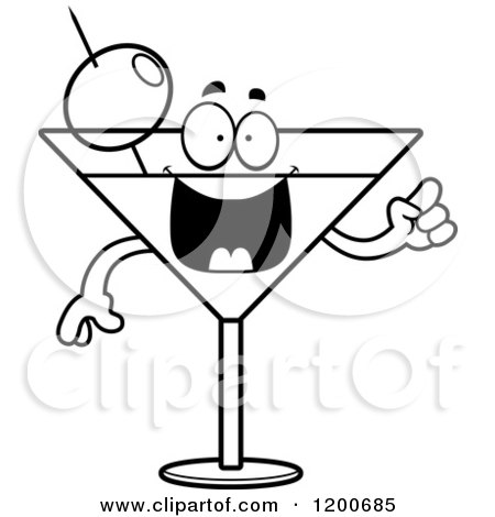 Cartoon of a Black and White Smart Martini Mascot - Royalty Free Vector Clipart by Cory Thoman