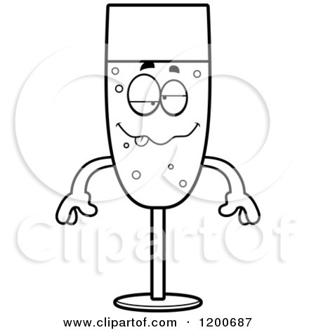 Cartoon of a Black and White Sick or Drunk Champagne Mascot - Royalty Free Vector Clipart by Cory Thoman