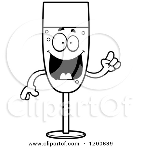 Cartoon of a Black and White Smart Champagne Mascot - Royalty Free Vector Clipart by Cory Thoman