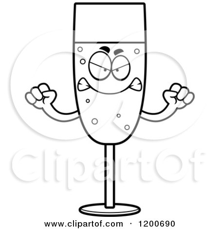 Cartoon of a Black and White Mad Champagne Mascot - Royalty Free Vector Clipart by Cory Thoman