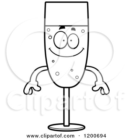 Cartoon of a Black and White Happy Champagne Mascot - Royalty Free Vector Clipart by Cory Thoman