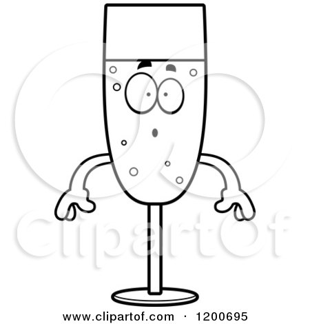 Cartoon of a Black and White Surprised Champagne Mascot - Royalty Free Vector Clipart by Cory Thoman
