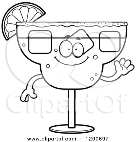 Cartoon of a Black and White Friendly Waving Margarita Mascot - Royalty Free Vector Clipart by Cory Thoman