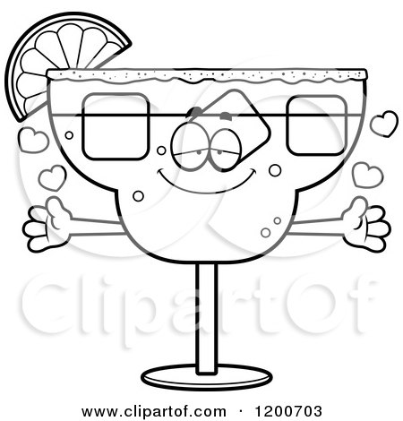 Cartoon of a Black and White Loving Margarita Mascot with Open Arms and Hearts - Royalty Free Vector Clipart by Cory Thoman