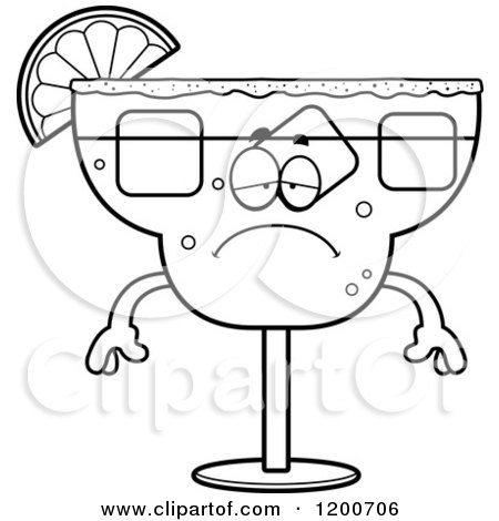 Cartoon of a Black and White Depressed Margarita Mascot - Royalty Free Vector Clipart by Cory Thoman