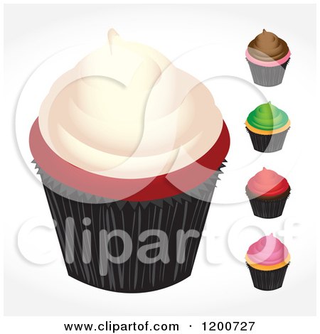 Clipart of Cupcakes with Different Colored Frosting - Royalty Free Vector Illustration by Arena Creative