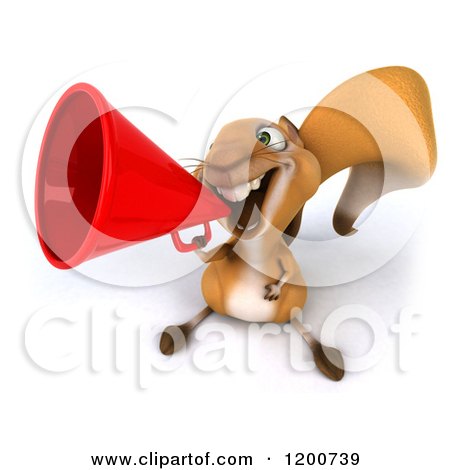 3d Happy Squirrel Using a Megaphone Bullhorn Posters, Art Prints by - Interior Wall Decor #1200739