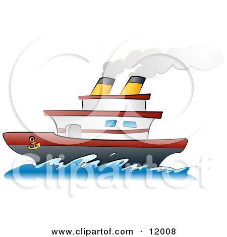 Steamship Boat on the Ocean Clipart Illustration by AtStockIllustration