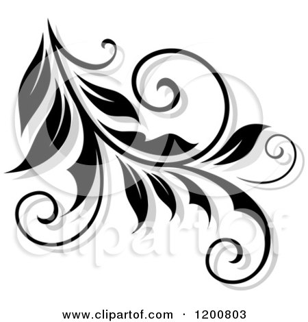 Clipart of a Black and White Flourish with a Shadow 12 - Royalty Free Vector Illustration by Vector Tradition SM