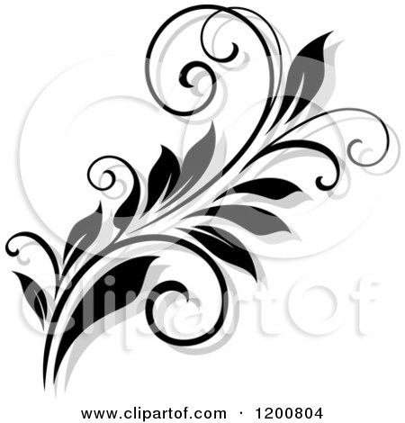 Clipart of a Black and White Flourish with a Shadow 11 - Royalty Free Vector Illustration by Vector Tradition SM
