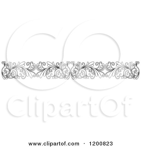 Clipart of a Black and White Ornate Floral Border 2 - Royalty Free Vector Illustration by Vector Tradition SM