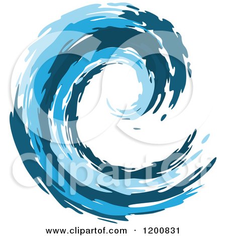 Clipart of a Blue Painted Curling Wave 4 - Royalty Free Vector Illustration by Vector Tradition SM
