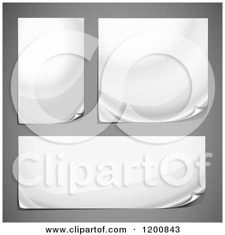 Clipart of Three White Paper Banners on Gray - Royalty Free Vector Illustration by Oligo