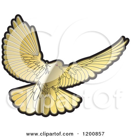 Clipart of a Gold Dove Flying - Royalty Free Vector Illustration by Lal Perera