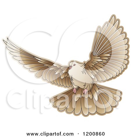 Clipart of a Brown Dove Flying - Royalty Free Vector Illustration by Lal Perera