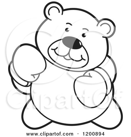 Cartoon of a Black and White Boxing Teddy Bear - Royalty Free Vector Clipart by Lal Perera