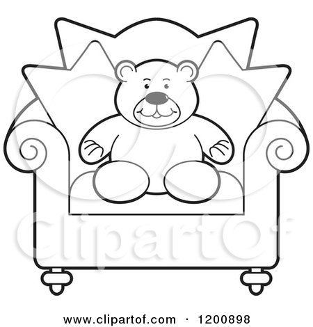 Cartoon of a Black and White Teddy Bear in a Chair - Royalty Free Vector Clipart by Lal Perera