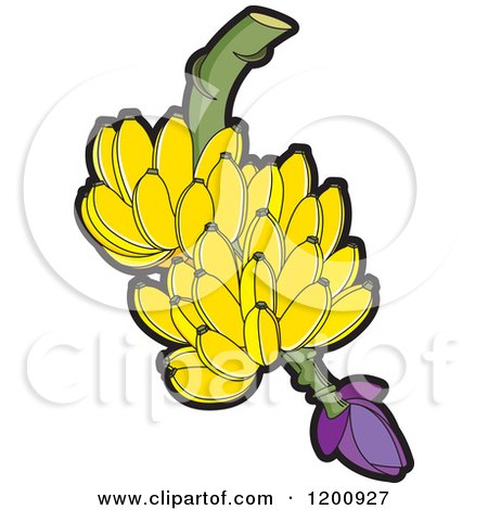 Clipart of a Fresh Bunch of Yellow Bananas - Royalty Free Vector Illustration by Lal Perera