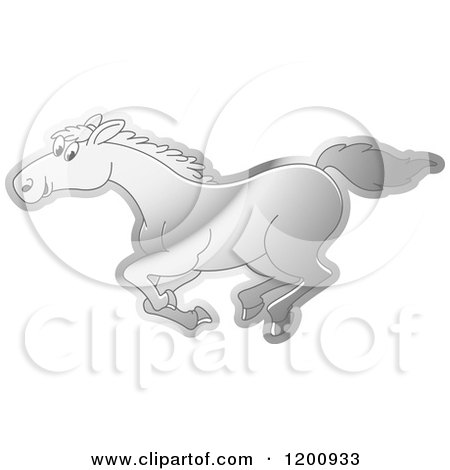 Cartoon of a Reflective Silver Running Horse - Royalty Free Vector Clipart by Lal Perera