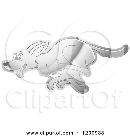 Cartoon of a Reflective Silver Running Dog - Royalty Free Vector Clipart by Lal Perera