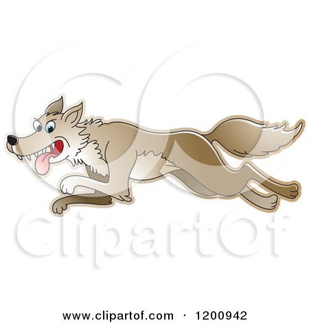 Cartoon of a Running Wolf - Royalty Free Vector Clipart by Lal Perera