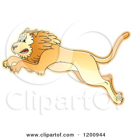 Cartoon of a Leaping Lion - Royalty Free Vector Clipart by Lal Perera