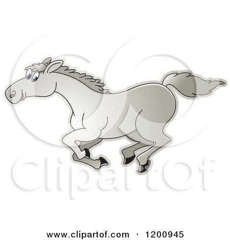 Cartoon of a Gray Running Horse - Royalty Free Vector Clipart by Lal Perera