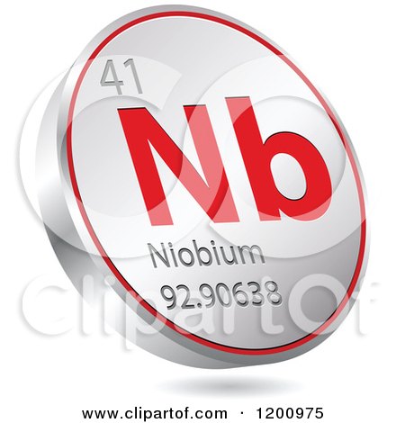 Clipart of a 3d Floating Round Red and Silver Niobium Chemical Element Icon - Royalty Free Vector Illustration by Andrei Marincas