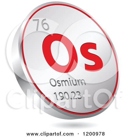 Clipart of a 3d Floating Round Red and Silver Osmium Chemical Element Icon - Royalty Free Vector Illustration by Andrei Marincas