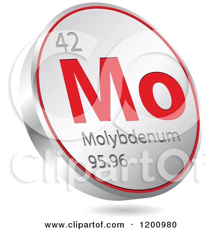 Clipart of a 3d Floating Round Red and Silver Molybdenum Chemical Element Icon - Royalty Free Vector Illustration by Andrei Marincas