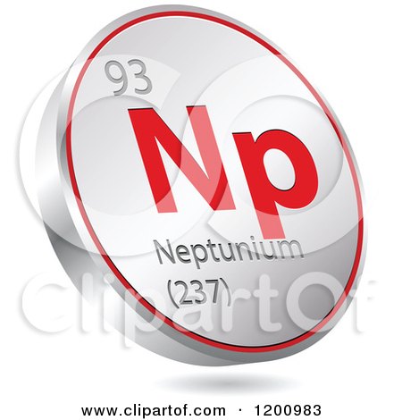 Clipart of a 3d Floating Round Red and Silver Neptunium Chemical Element Icon - Royalty Free Vector Illustration by Andrei Marincas