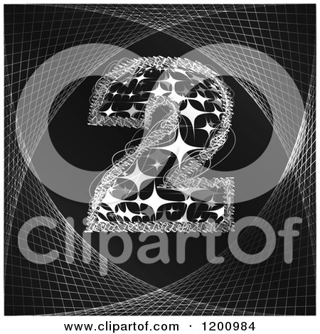 Clipart of a Mesh Tunnel and Sparkly Number 2 - Royalty Free Vector Illustration by Andrei Marincas