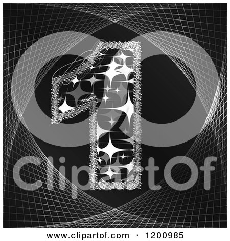 Clipart of a Mesh Tunnel and Sparkly Number 1 - Royalty Free Vector Illustration by Andrei Marincas